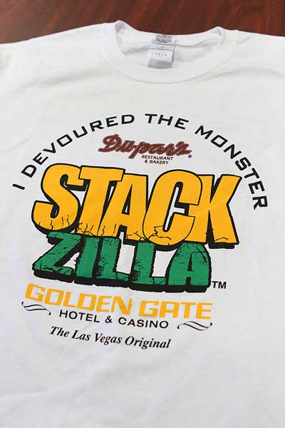 Golden Gate's Du-par's Serves Up Daunting Stackzilla Challenge 3 Stackzilla Tee