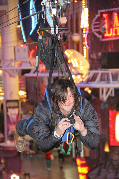 “Walking Dead” Star Norman Reedus Flies on SlotZilla Zip Line