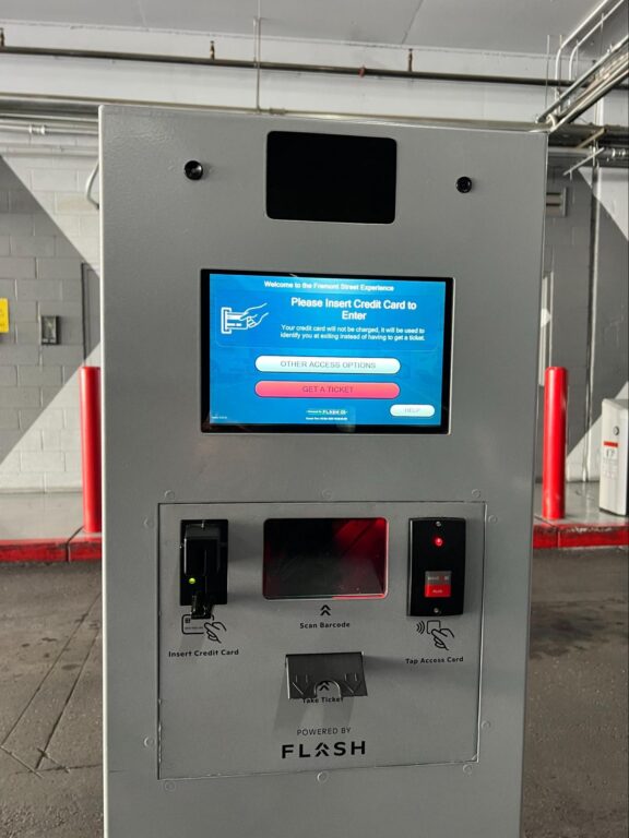 More Than You Ever Wanted To Know About Parking at Fremont Street Experience 5 A Flash machine at the entrance/exit of the Fremont Street Experience parking garage.