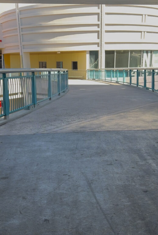 More Than You Ever Wanted To Know About Parking at Fremont Street Experience 2 A bridge going from the fourth floor of the parking garage directly to the Neonopolis building.