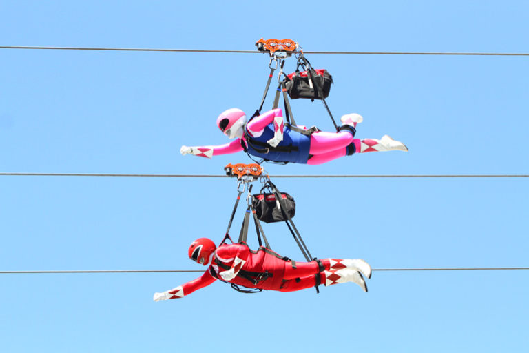 Riders on SlotZilla Zip Line