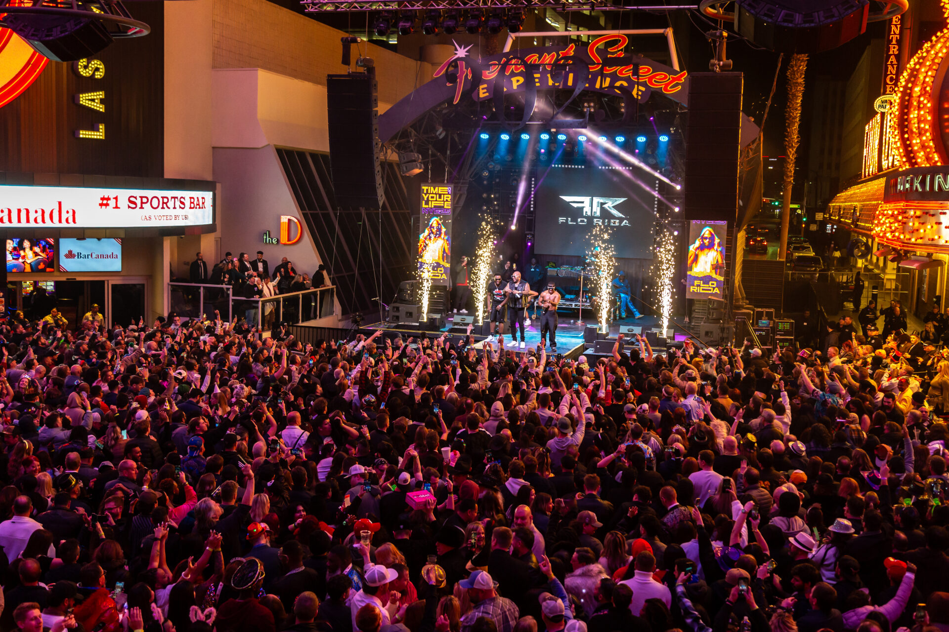 NYE 2024 festival on Fremont Street.