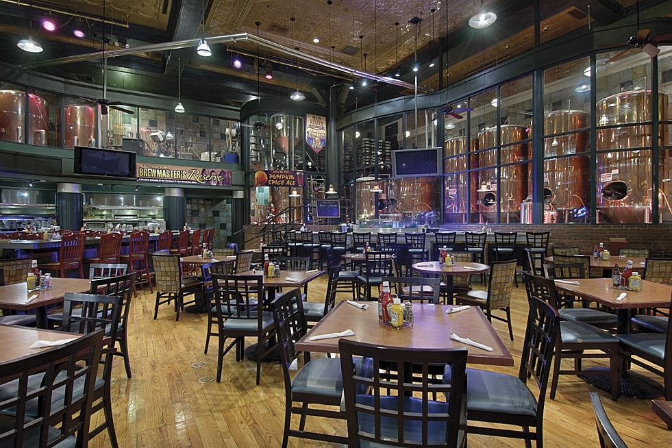 Indoor seating at Triple 7 Restaurant and Microbrewery.
