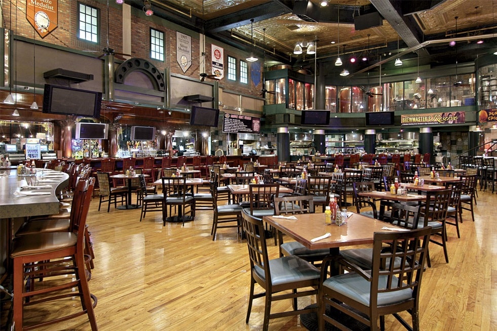 Indoor seating at Triple 7 Restaurant and Microbrewery.