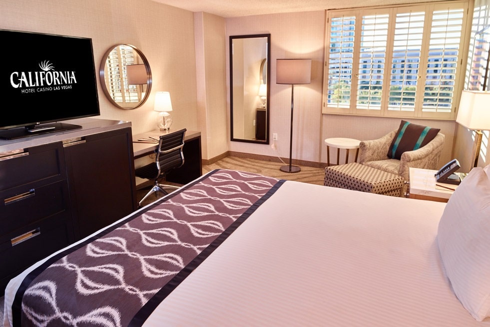 A hotel room at The Cal.