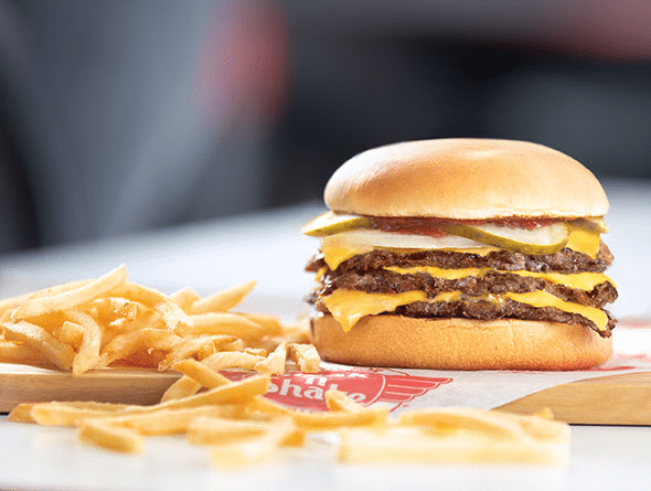 A burger and fries from Steak 'N Shake at Fremont Food Hall.