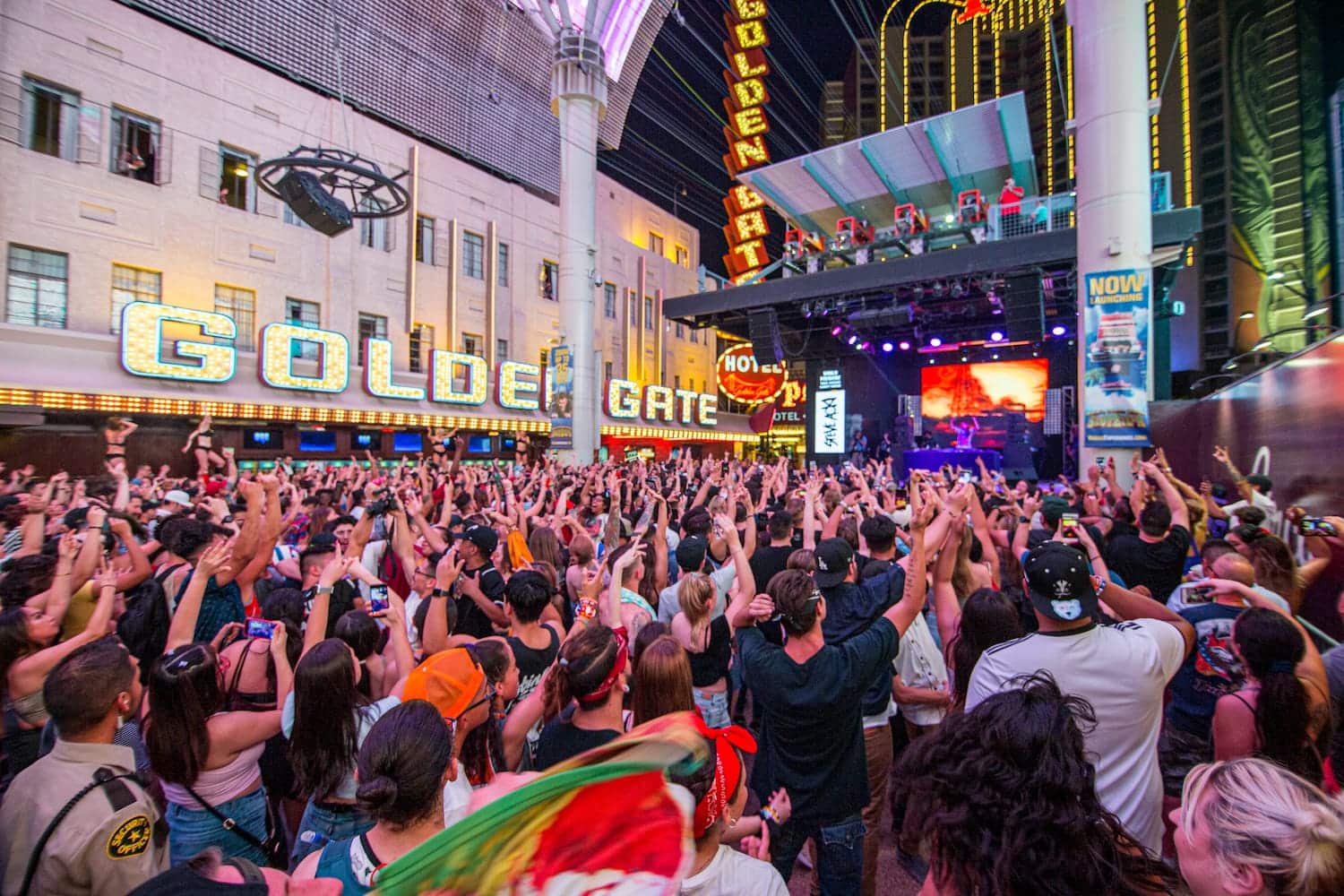 Free entertainment on Main Street Stage at fremont street experience